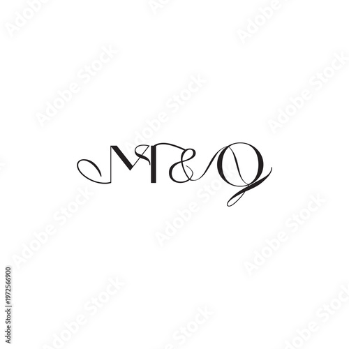 caligraphic style monogram luxury elegant logo design MQ wedding initial concept letter