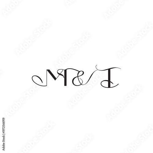 caligraphic style monogram luxury elegant logo design MT wedding initial concept letter