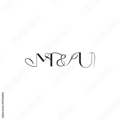 caligraphic style monogram luxury elegant logo design MU wedding initial concept letter