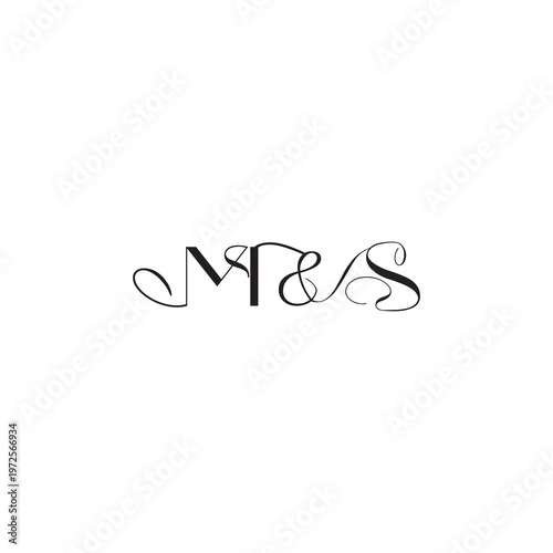 caligraphic style monogram luxury elegant logo design MS wedding initial concept letter