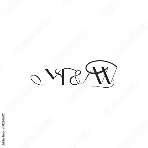 caligraphic style monogram luxury elegant logo design MW wedding initial concept letter