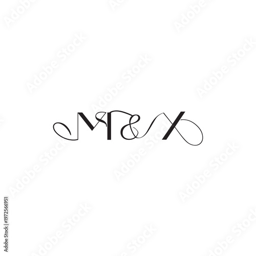 caligraphic style monogram luxury elegant logo design MX wedding initial concept letter