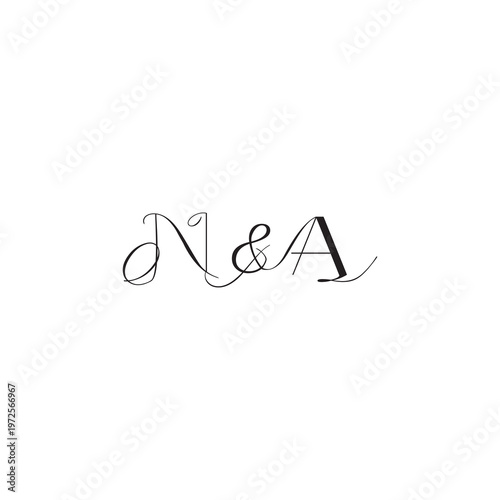 caligraphic style monogram luxury elegant logo design NA wedding initial concept letter
