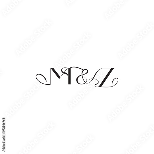 caligraphic style monogram luxury elegant logo design MZ wedding initial concept letter