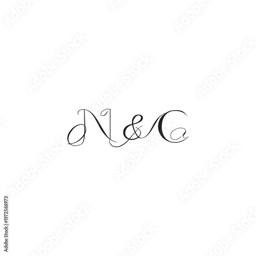 caligraphic style monogram luxury elegant logo design NC wedding initial concept letter