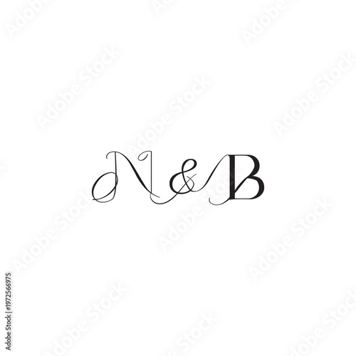 caligraphic style monogram luxury elegant logo design NB wedding initial concept letter