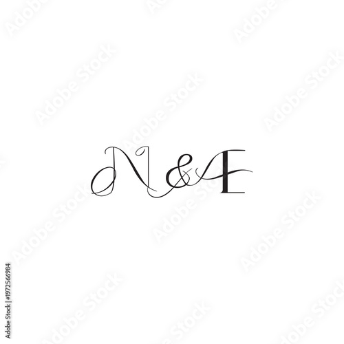 caligraphic style monogram luxury elegant logo design NE wedding initial concept letter