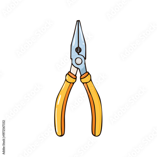 Close up of long nosed pliers with yellow handles illustration