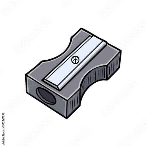 Classic metal pencil sharpener with blade and opening for pencils