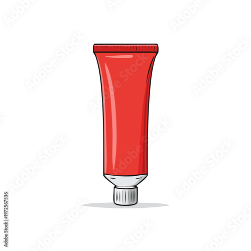Simple Red Tube Container with White Cap for Ointment Cream or Paste