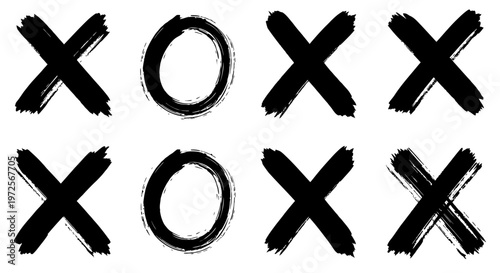 Hand drawn X and O symbols in a grunge style.