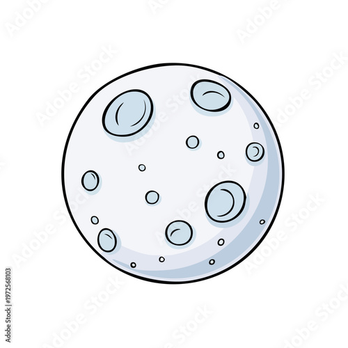 Cartoon illustration of a pale moon with craters against a white backdrop