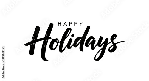 Happy Holidays elegant brush script lettering design.