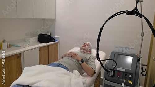 Plastic surgery concept. Man waiting for operation in clinic