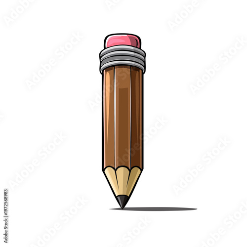 Simple wooden pencil with pink eraser drawing tool for writing and sketching
