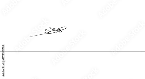 An airplane takes off from a runway amidst clouds whisks generated smoothly