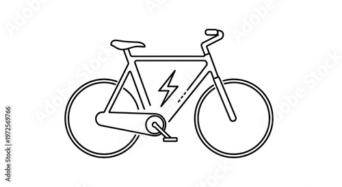 An electric bicycle illustration depicts a sleek bike with a lightning symbol on its frame, showcasing a modern transportation method.