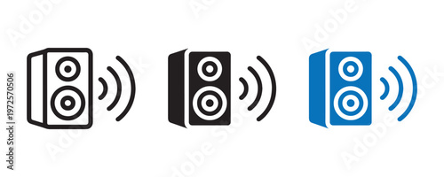 Speaker system vector icon set audio equipment sound waves and modern design