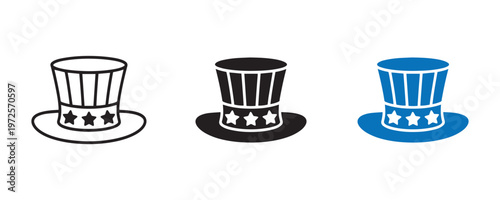 Uncle sam hat vector graphics black white and blue patriotic symbol designs