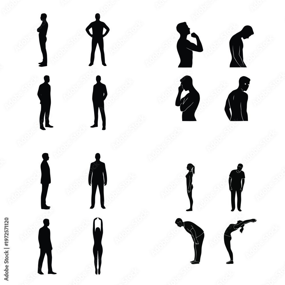 Fototapeta premium Collection of diverse human silhouettes in various poses