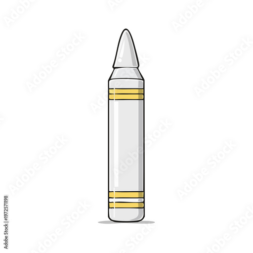 White Bullet with Gold Bands Cartoon Illustration