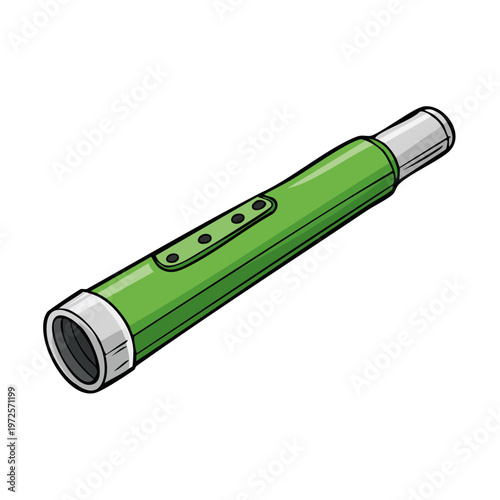 Green electronic lighter with silver accents and four buttons on a white background