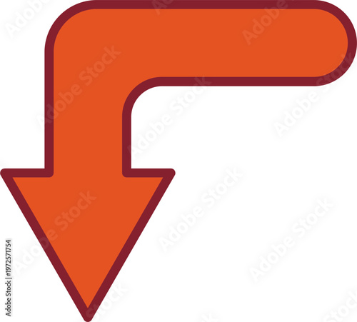 Turn Down Vector Icon