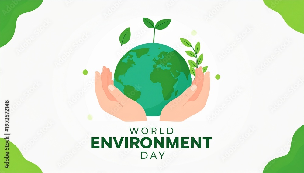Fototapeta premium Caring hands cradle the Earth, promoting environmental awareness and growth.
