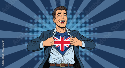 Strong fist holding a sign that says SALE against a vibrant orange and blue sunburst background in a comic book style.