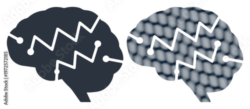 Brain, human mind, psychology, neurology, vector icons, white background, black and gray illustration