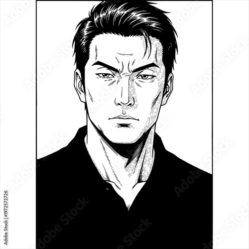 a man with a sharp gaze