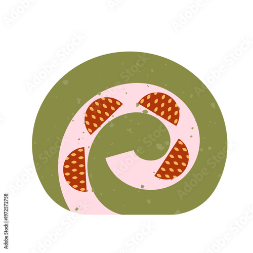 Matcha Green Tea Roll Cake with Strawberry Filling