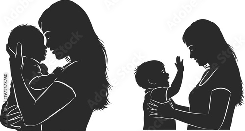 A silhouette of motherhood depicting the evolving bond through stages of a child's growth and development