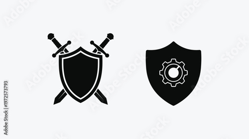 A minimalist circular logo design featuring a silhouette of a person hiking with a large backpack.