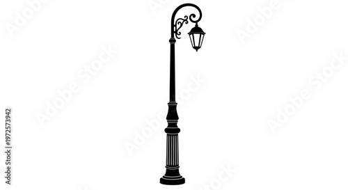Black Iron Street Lamp Post Outdoor.