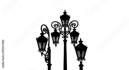 Black Iron Street Lamps Silhouette.