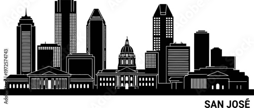 San Jose skyline silhouette with subtle tech.