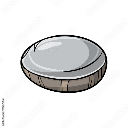 Simple illustration of a stylized cut coconut half with its white flesh and brown husk