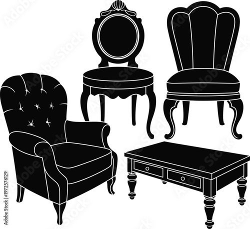 Black leather office chair with footrest and microphone stand on white background black leather chair