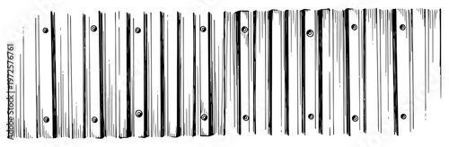 Detailed texture of wooden fence boards and vertical planks with screws in hand drawn style