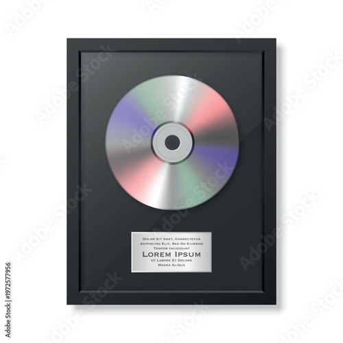 3D Music Award Plaque CD Trophy Mockup