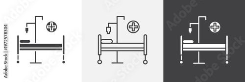 Hospital bed icon element for design projects and web designs