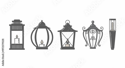 Black metal lanterns with candles inside.