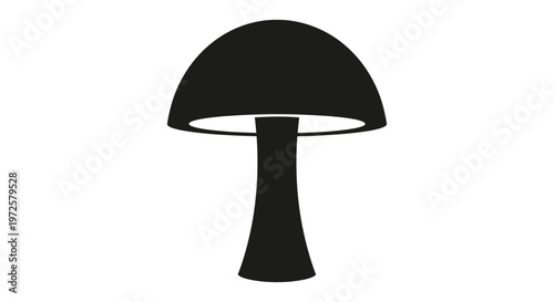Black Mushroom Icon Isolated on White.