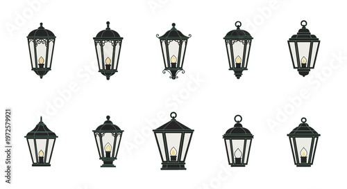 Black Outdoor Lanterns in Various Styles.