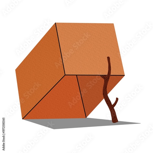 Photos Simple trap box with stick and rope, animal trap on white background