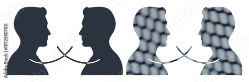 Communication, conversation, dialogue, people silhouettes, chat, talk, exchange, discussion, negotiation, teamwork