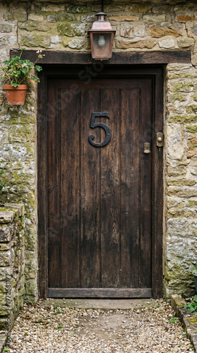 An antique wooden door, wit...