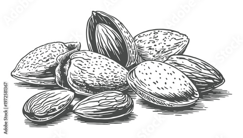 Vintage of a Pile of Almonds