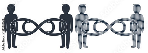 Two figures connected by an infinity symbol, representing endless connection and unity